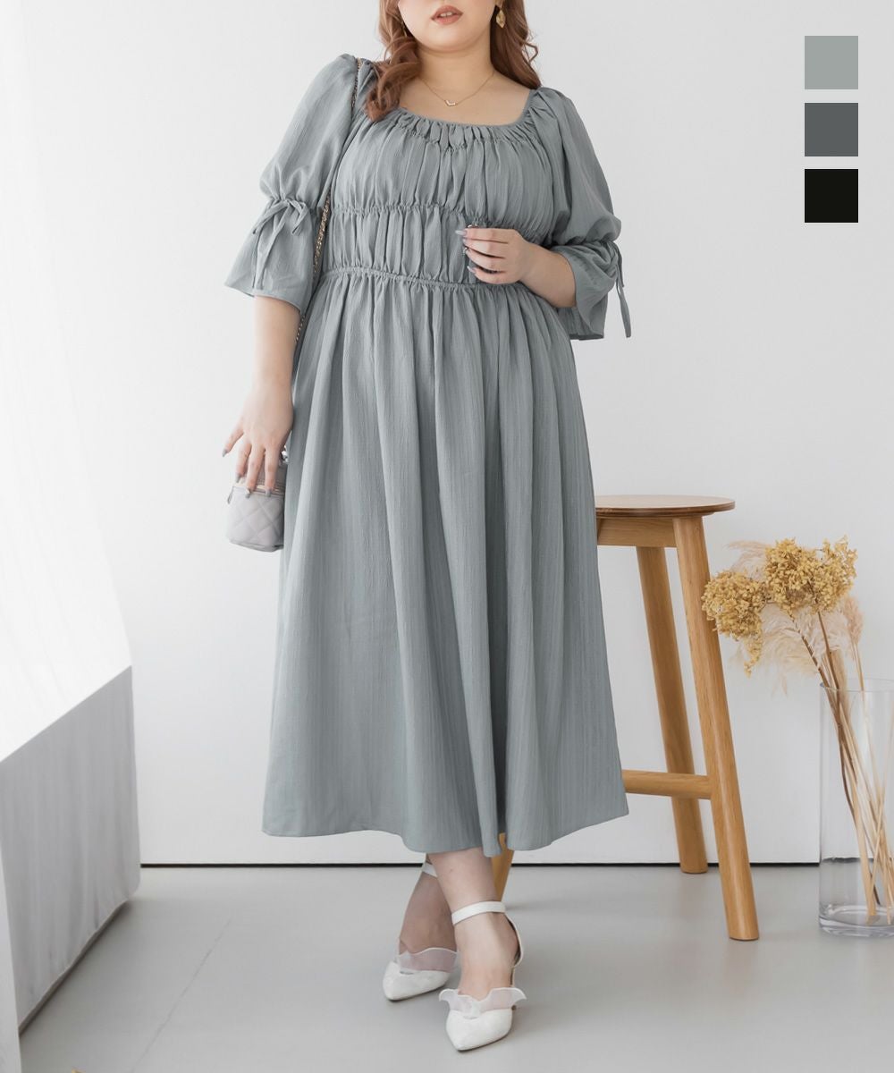 CLETTEオリジナル☆スクエアネックシャーリングワンピース | 大きい
