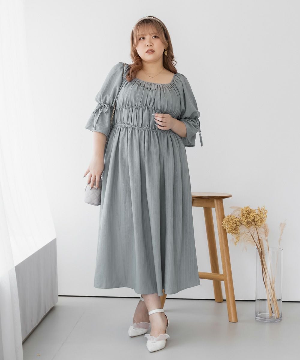 CLETTEオリジナル☆スクエアネックシャーリングワンピース | 大きい