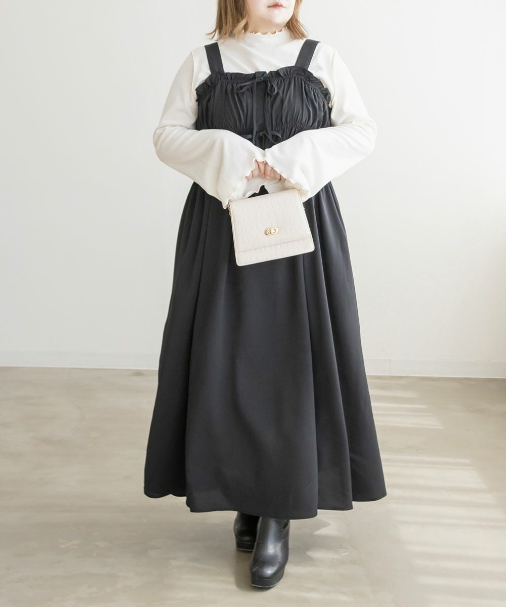 CLETTEオリジナル☆フロントリボンギャザーワンピース | 大きいサイズ