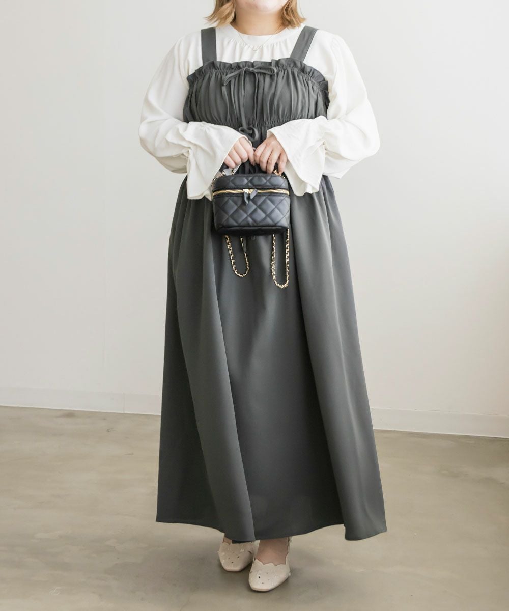 CLETTEオリジナル☆フロントリボンギャザーワンピース | 大きいサイズ