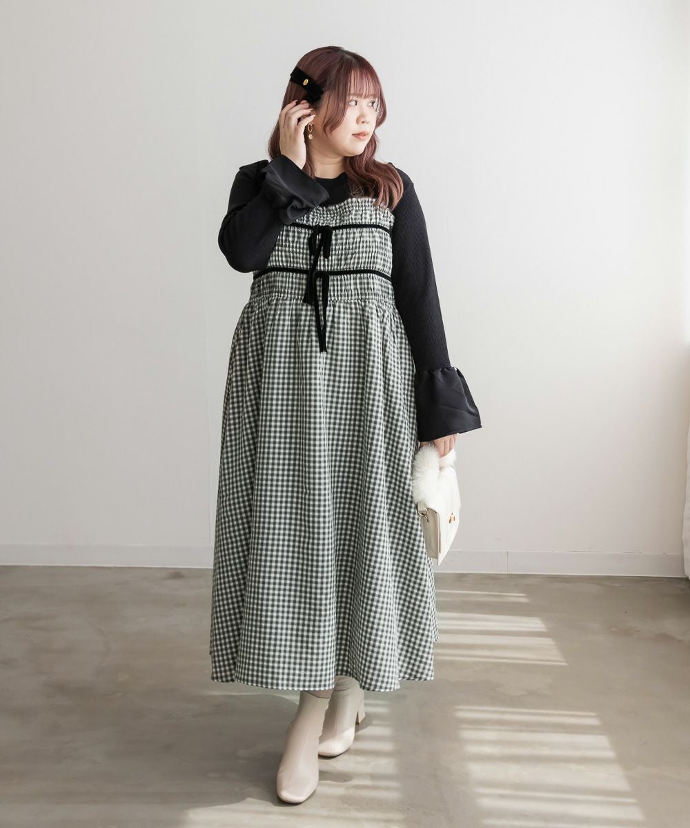 CLETTEオリジナル☆リボン使いチェック柄キャミワンピース | 大きい