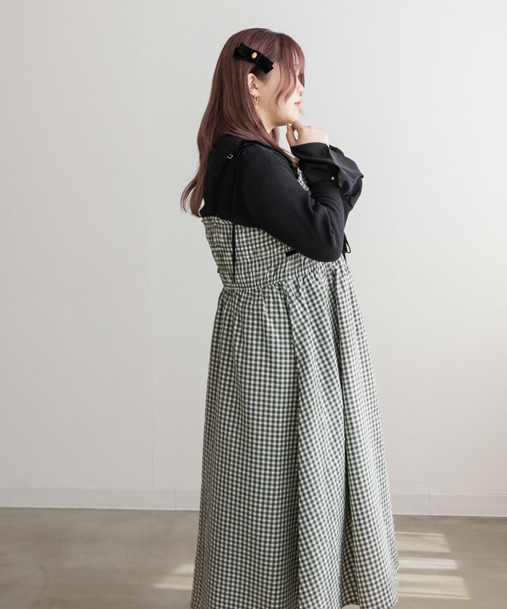 CLETTEオリジナル☆リボン使いチェック柄キャミワンピース | 大きい