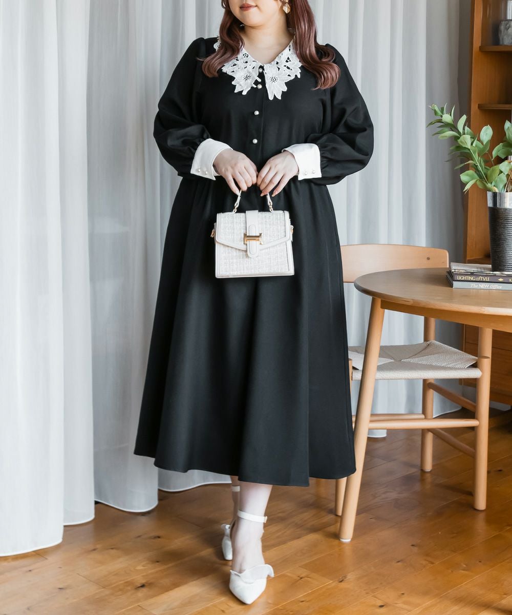 CLETTEオリジナル☆レース襟ワンピース | 大きいサイズ レディース専門