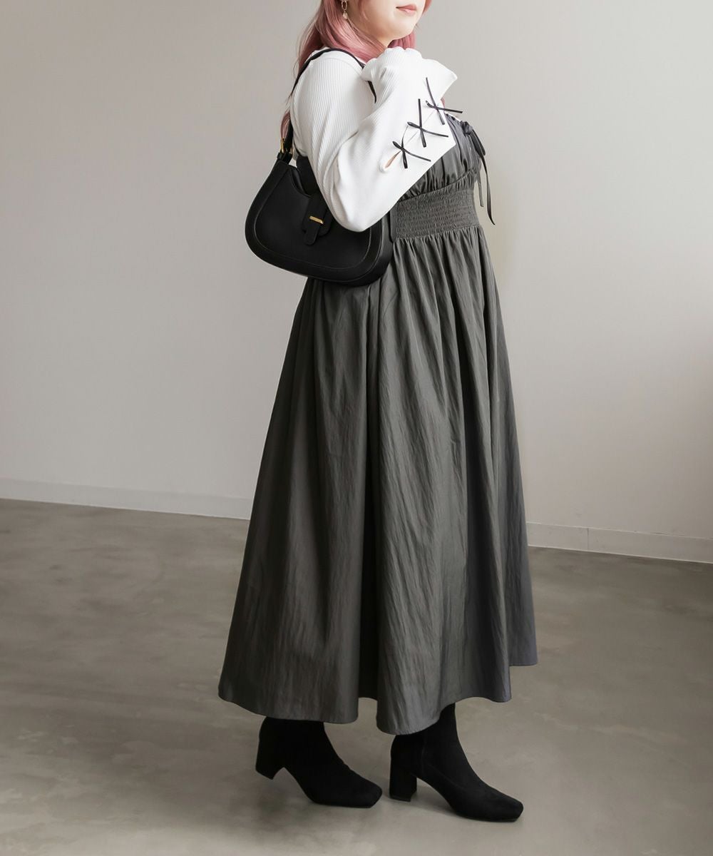 CLETTEオリジナル☆シャーリング切替リボンキャミワンピース | 大きい