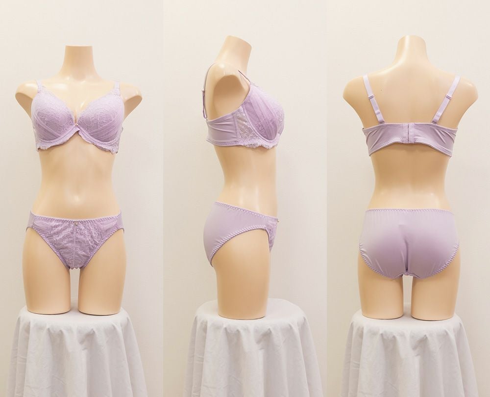 フェミニンレースソフトワイヤーブラジャー＆ショーツセット | 大きい