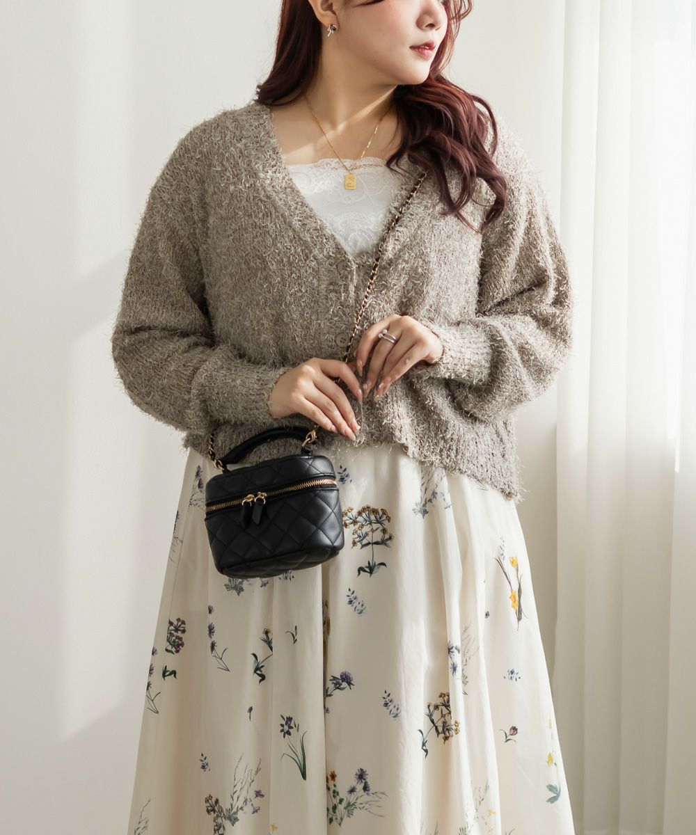 CLETTEオリジナル☆Vネックシャギーカーディガン | 大きいサイズ