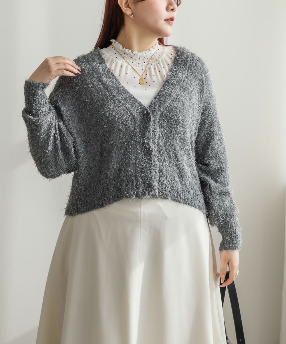 CLETTEオリジナル☆Vネックシャギーカーディガン | 大きいサイズ