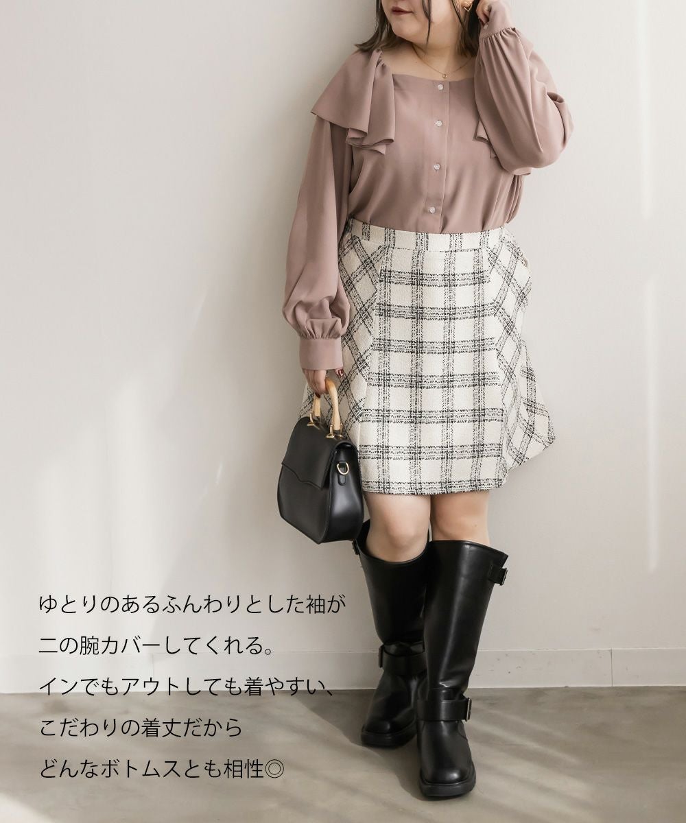 coffee【新品・未使用】machatt フリルネックブラウス セール】 【大草直子さんコラボ】フリルネックブラウス （シャツ