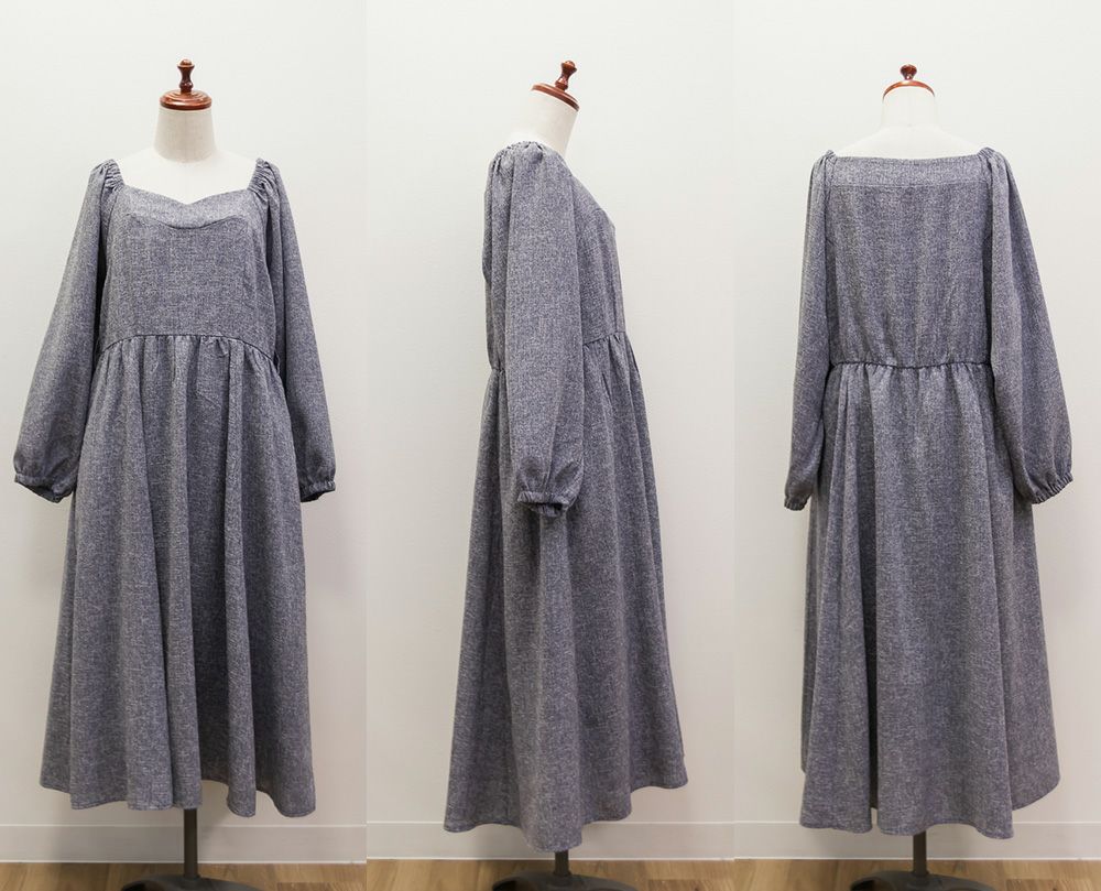 ワンピース　合服　6号　ベルト付き　クリーニング済み ◇【洗える】ダブルクロスベルト付きワンピース（共布ベルト付き