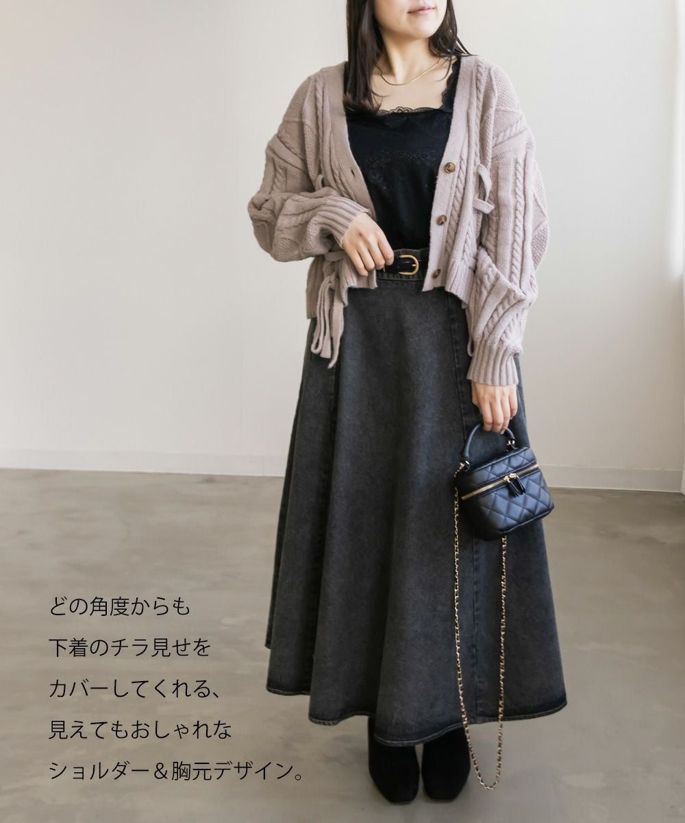 CLETTEオリジナル☆スクエアネックレースタンクトップ | 大きいサイズ