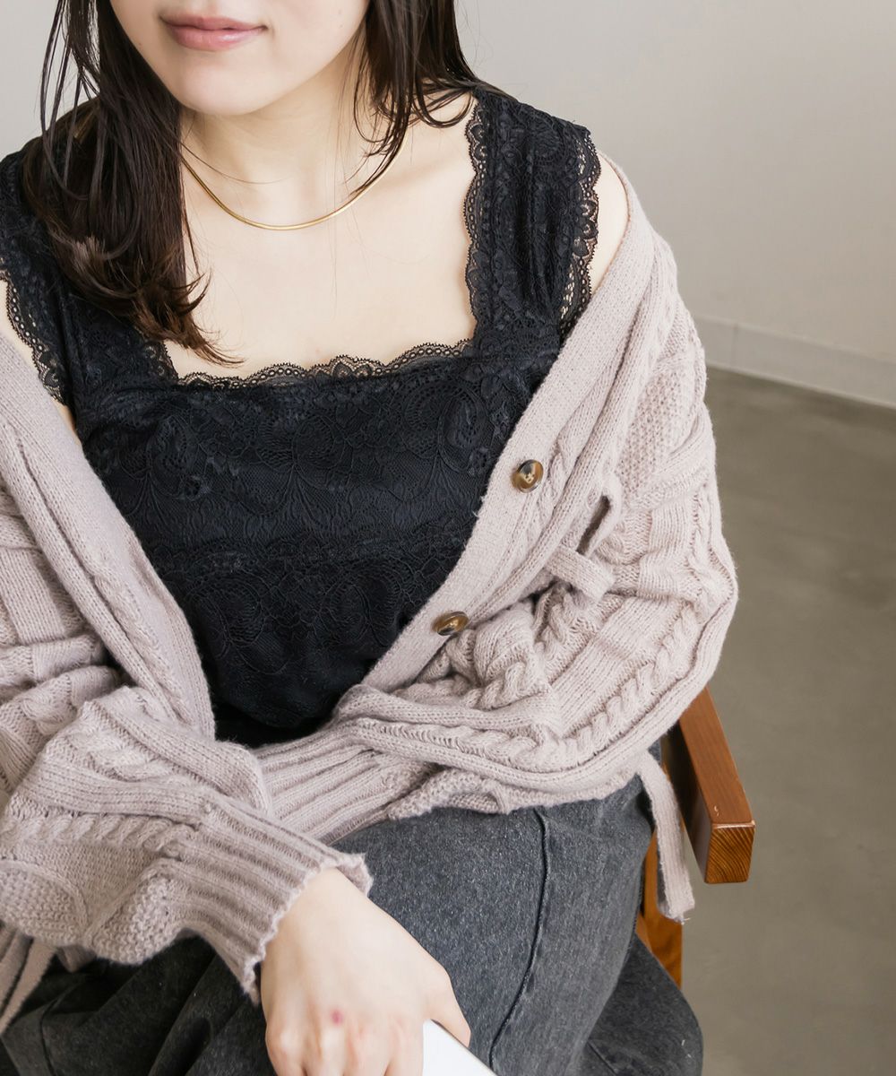 CLETTEオリジナル☆スクエアネックレースタンクトップ | 大きいサイズ