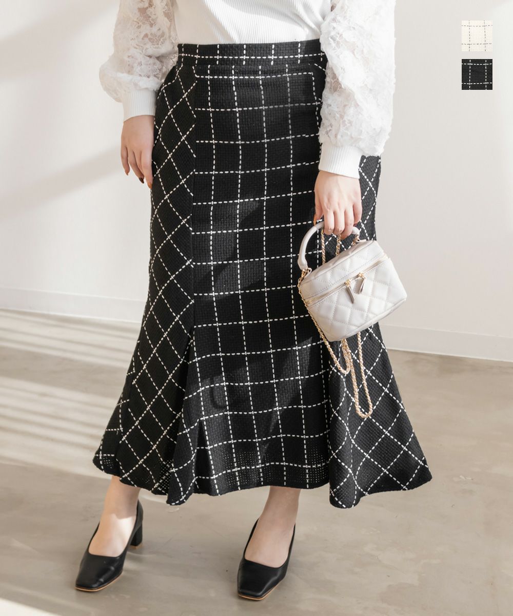 CLETTEオリジナル☆ステッチチェック柄マーメイドスカート | 大きい