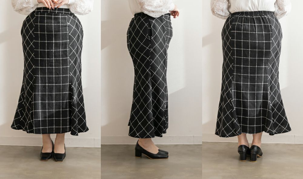 CLETTEオリジナル☆ステッチチェック柄マーメイドスカート | 大きい