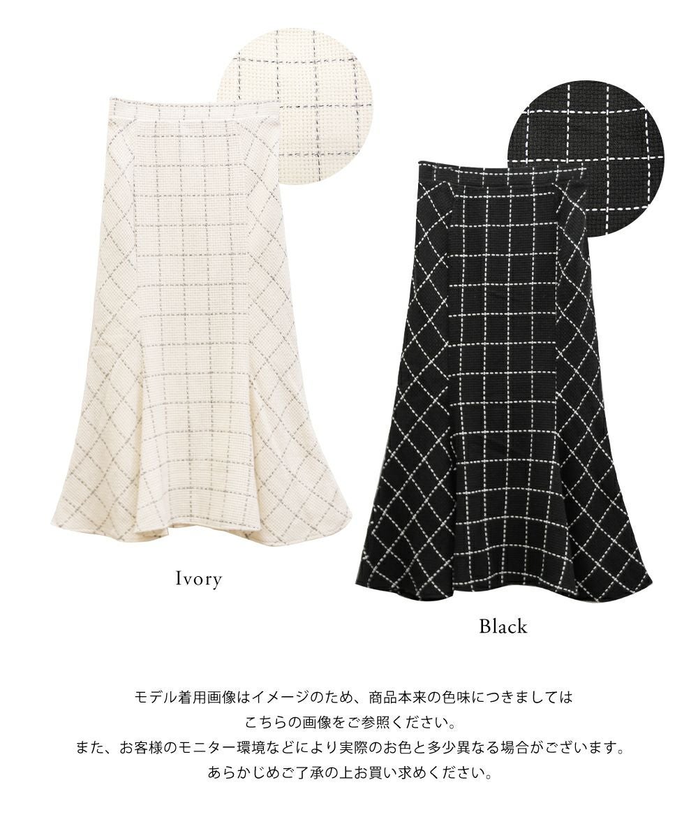 CLETTEオリジナル☆ステッチチェック柄マーメイドスカート | 大きい