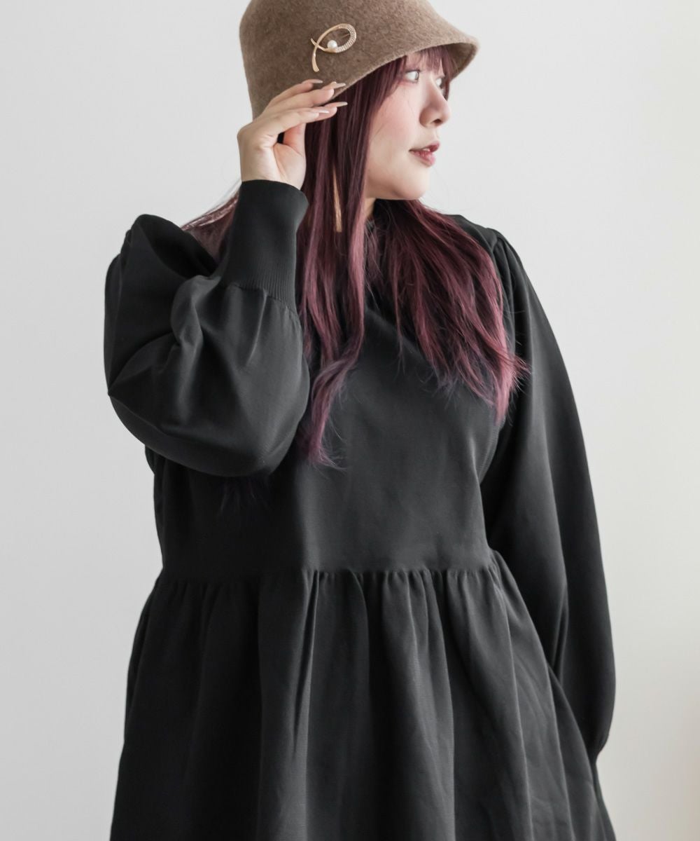 CLETTEオリジナル☆ブローチ付きニットミニワンピース | 大きいサイズ