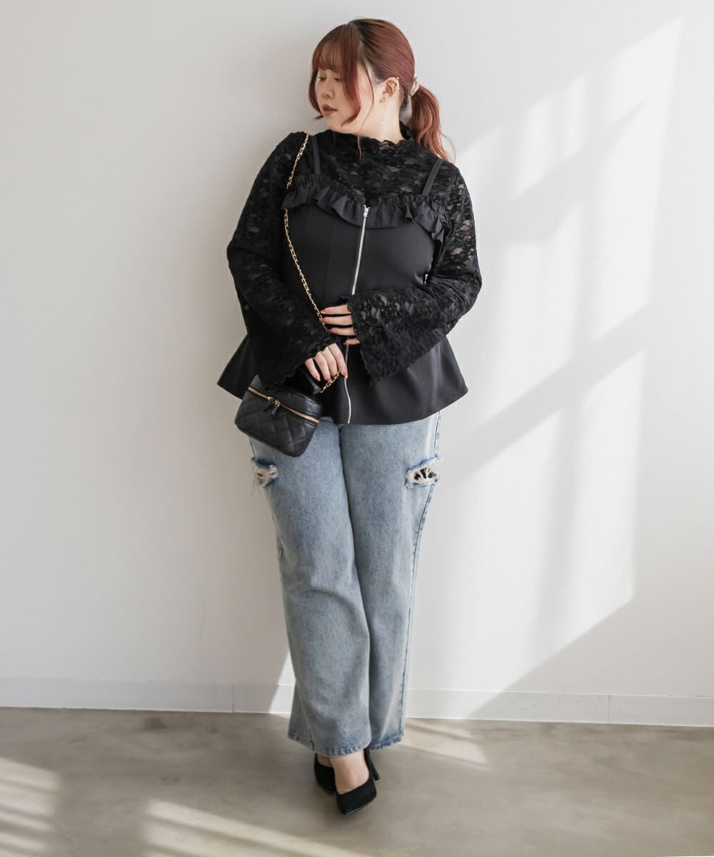 CLETTEオリジナル☆フリルジップビスチェ | 大きいサイズ レディース