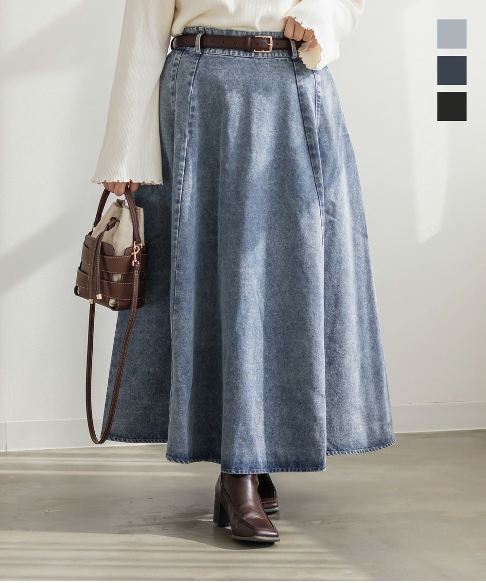CLETTEオリジナル☆デニムフレアスカート | 大きいサイズ レディース