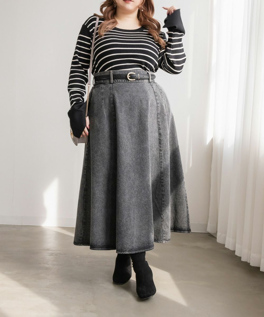 CLETTEオリジナル☆デニムフレアスカート | 大きいサイズ レディース