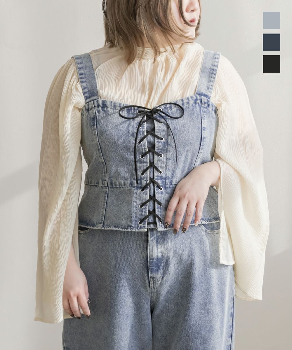 CLETTEオリジナル☆レースアップデニムビスチェ | 大きいサイズ