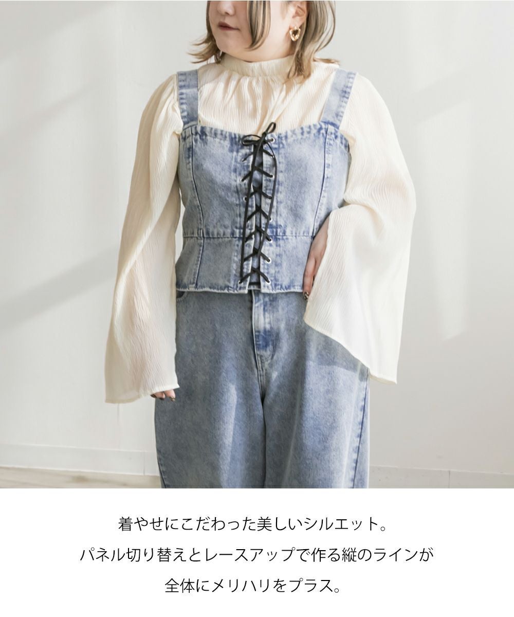 CLETTEオリジナル☆レースアップデニムビスチェ | 大きいサイズ