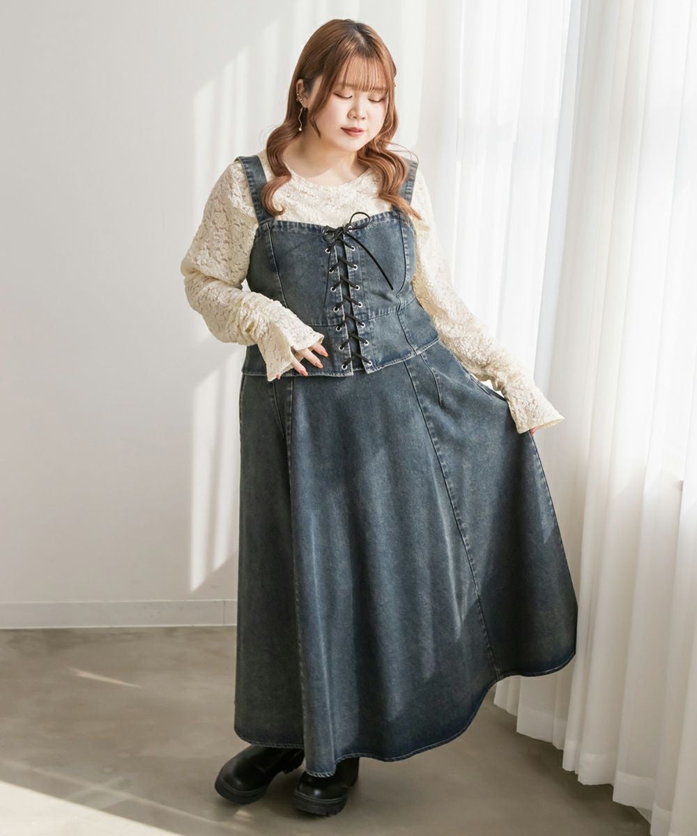 CLETTEオリジナル☆レースアップデニムビスチェ | 大きいサイズ