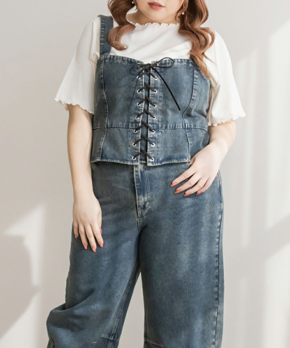 CLETTEオリジナル☆レースアップデニムビスチェ | 大きいサイズ