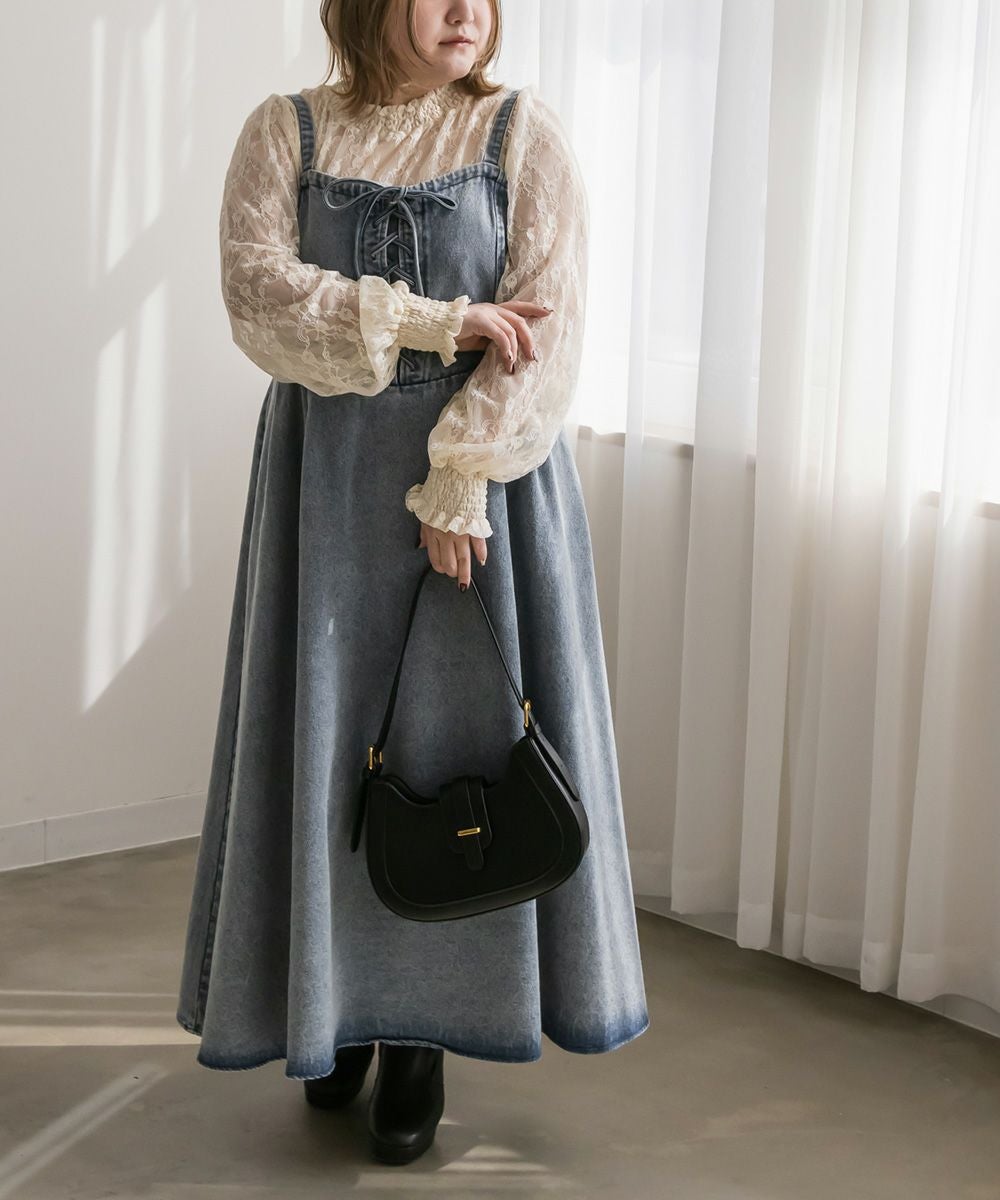 CLETTEオリジナル☆デニムレースアップジャンスカワンピース | 大きい