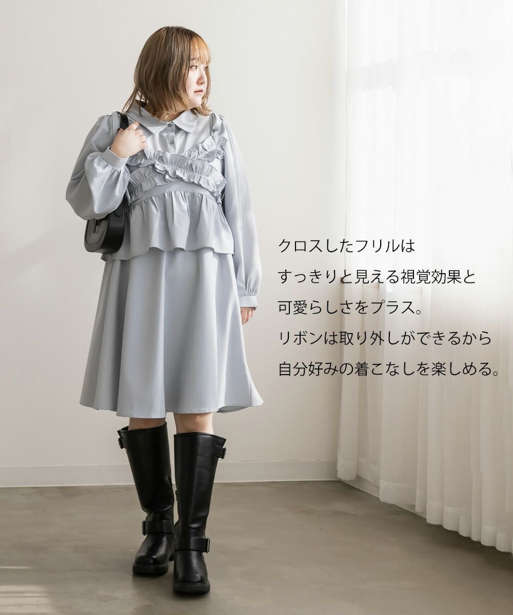 CLETTEオリジナル☆フリルビスチェセットミニシャツワンピース