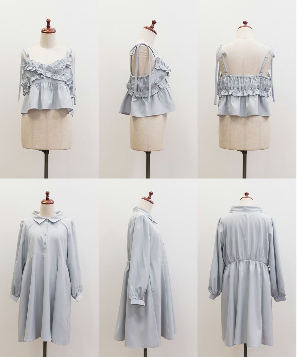 CLETTEオリジナル☆フリルビスチェセットミニシャツワンピース