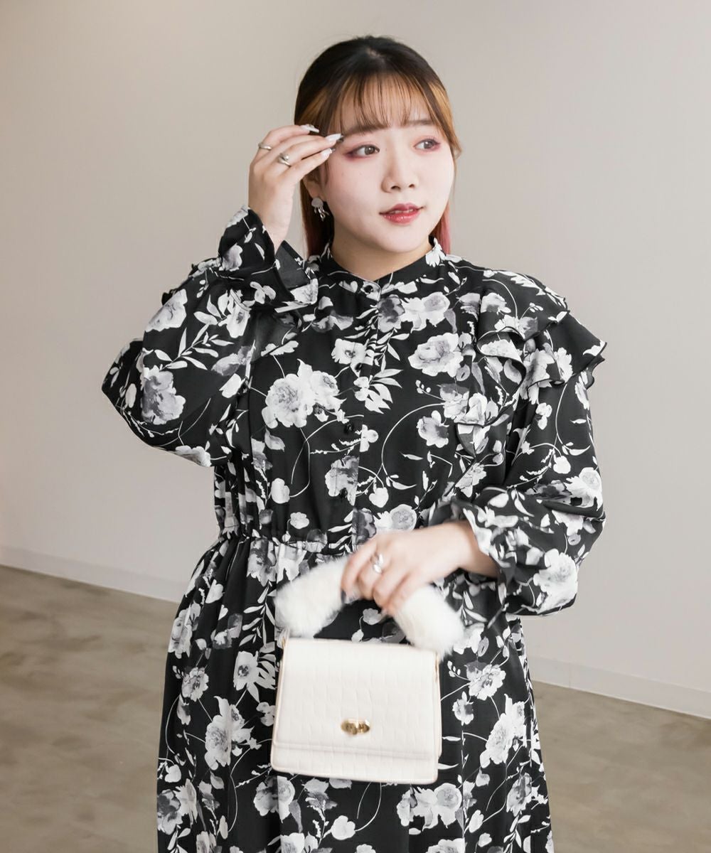花柄フリル付き長袖ワンピース ワンピース フリル襟花柄ワンピース : ZOZOTOWN Yahoo!店 - 通販