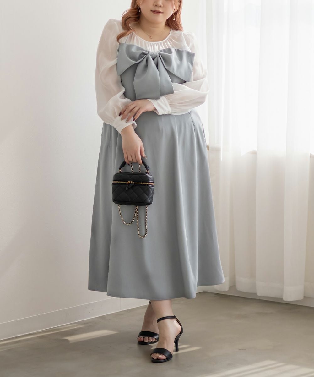 CLETTEオリジナル☆レイヤード風リボンワンピース | 大きいサイズ