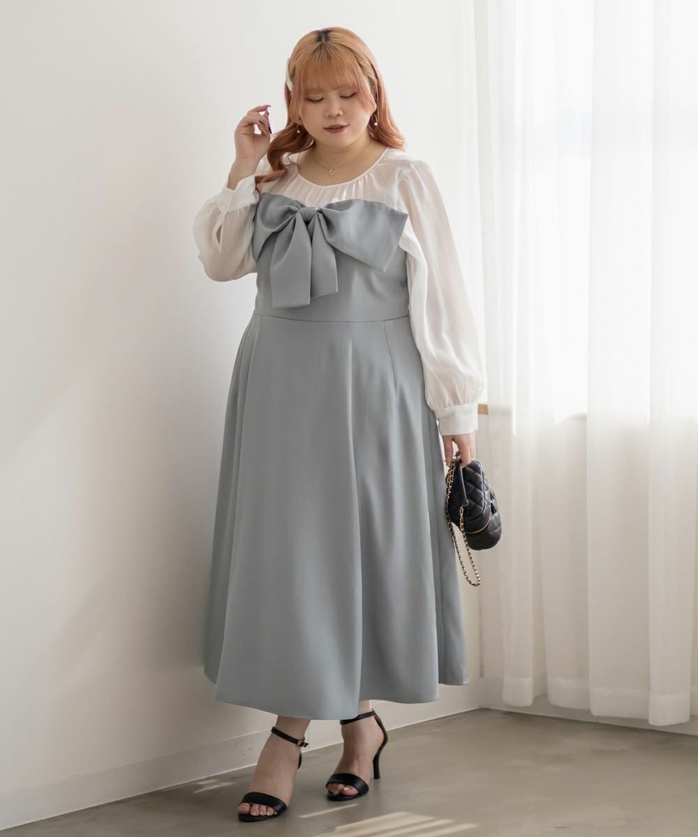 CLETTEオリジナル☆レイヤード風リボンワンピース | 大きいサイズ