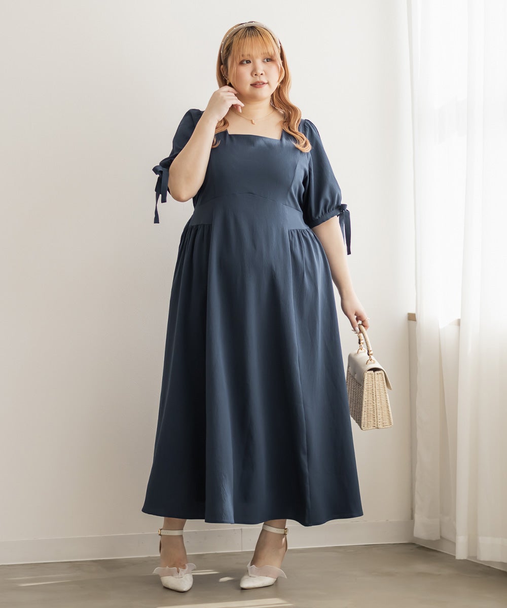 CLETTEオリジナル☆袖リボンワンピース | 大きいサイズ レディース専門