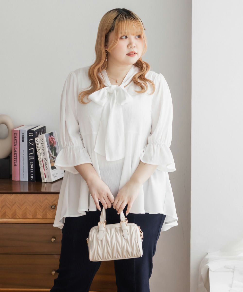 CLETTEオリジナル☆ニットベストセットリボンタイブラウス | 大きい