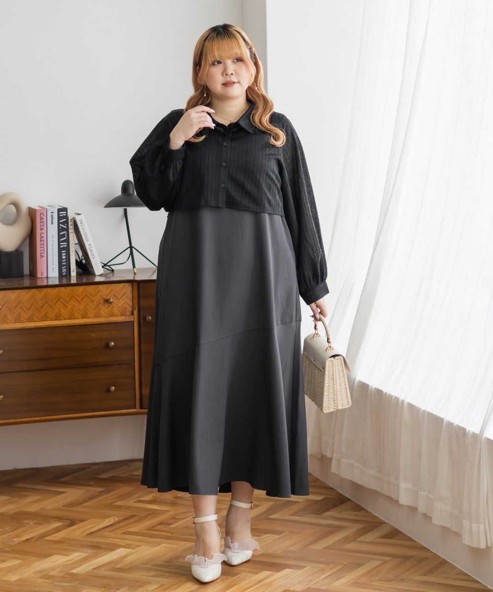 CLETTE レーストップス付き2wayワンピースドレス (4L) 楽天市場】大きいサイズ レディース CLETTEオリジナル☆レーストップス