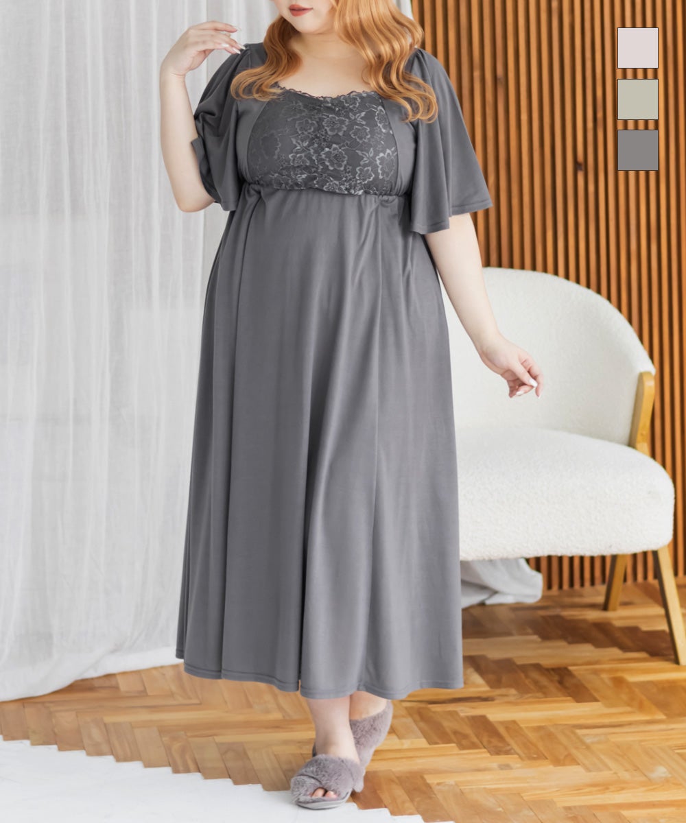 新品未使用　タンク　ブラトップ　グレー　クリスマス　ちゃぴさん　ジムウェア　M CLETTEオリジナル☆ルームウェアカップ付きレース使いワンピース