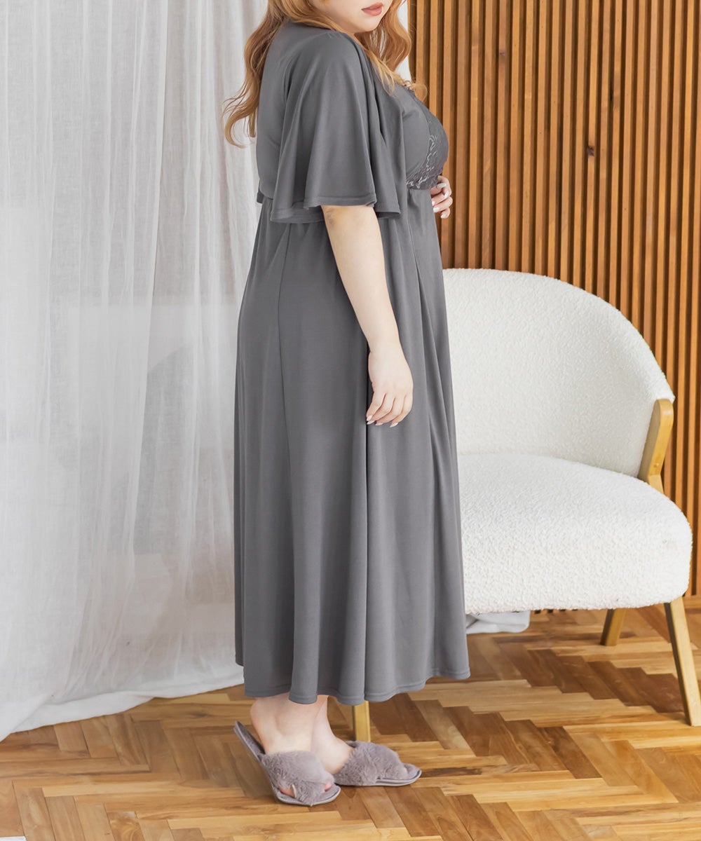 クレット3L ルームワンピース&ガウン CLETTEオリジナル☆ルームウェアカップ付きレース使いワンピース