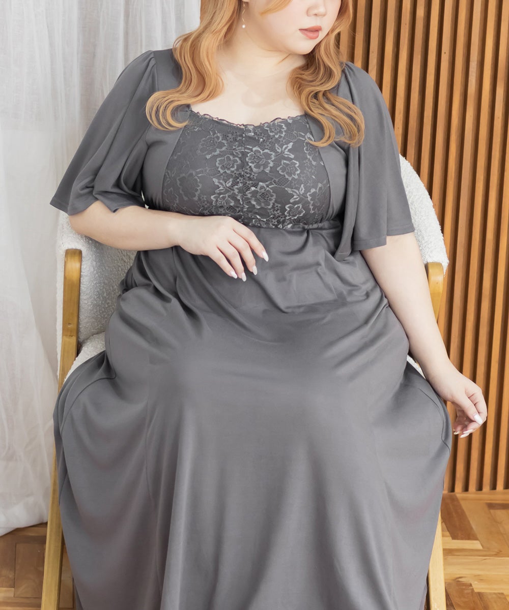 クレット3L ルームワンピース&ガウン CLETTEオリジナル☆ルームウェアカップ付きレース使いワンピース