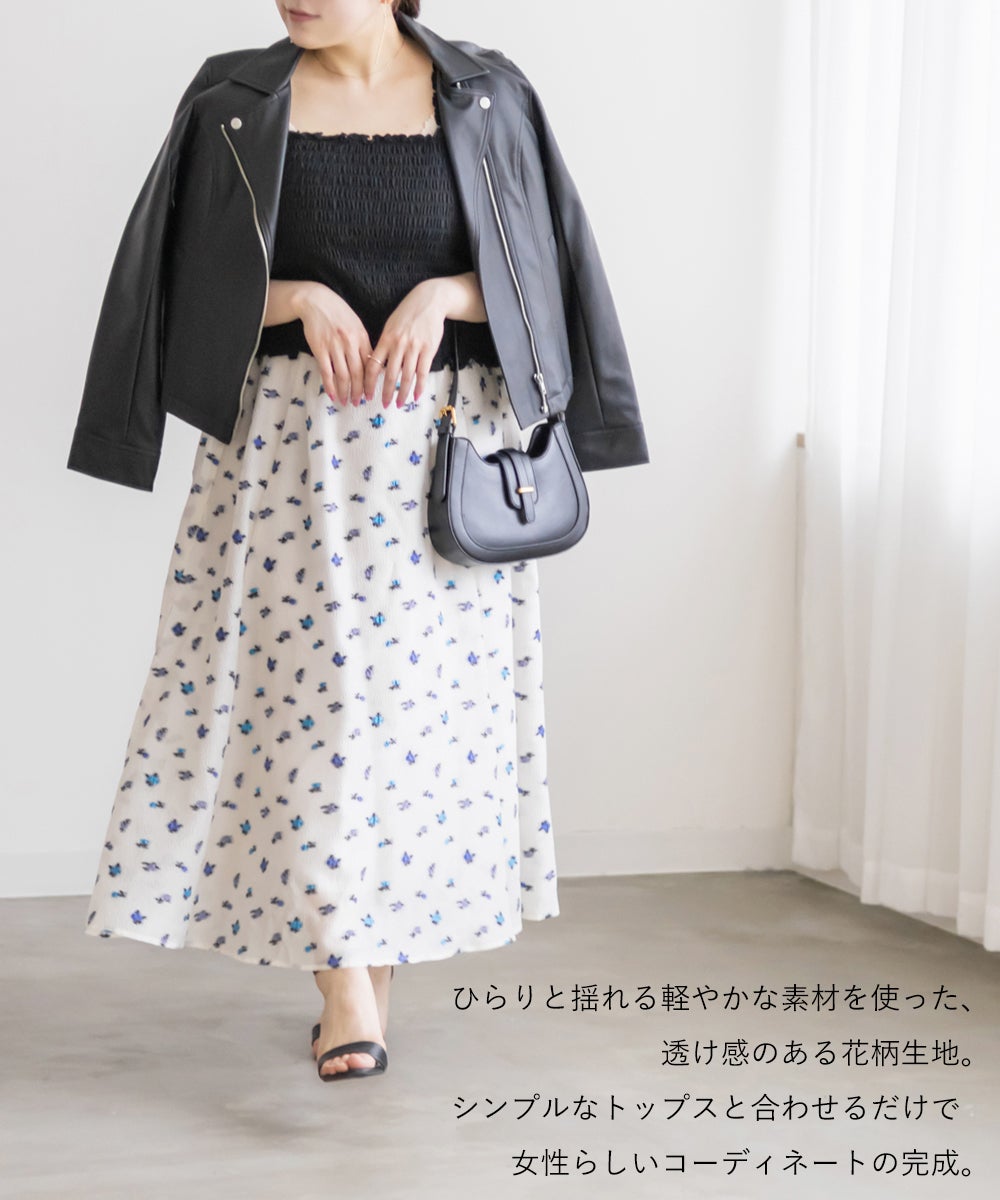 新品級　gotohollywood 愛と花と宇宙 スカート サイズ2 CLETTEオリジナル☆シアー花柄タックスカート | 大きいサイズ
