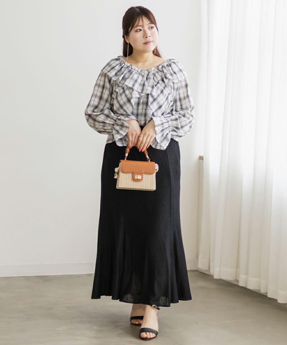 CLETTEオリジナルストレッチマーメイドスカート　ブラック　4L CLETTEオリジナル☆ストレッチマーメイドレーススカート | 大きい