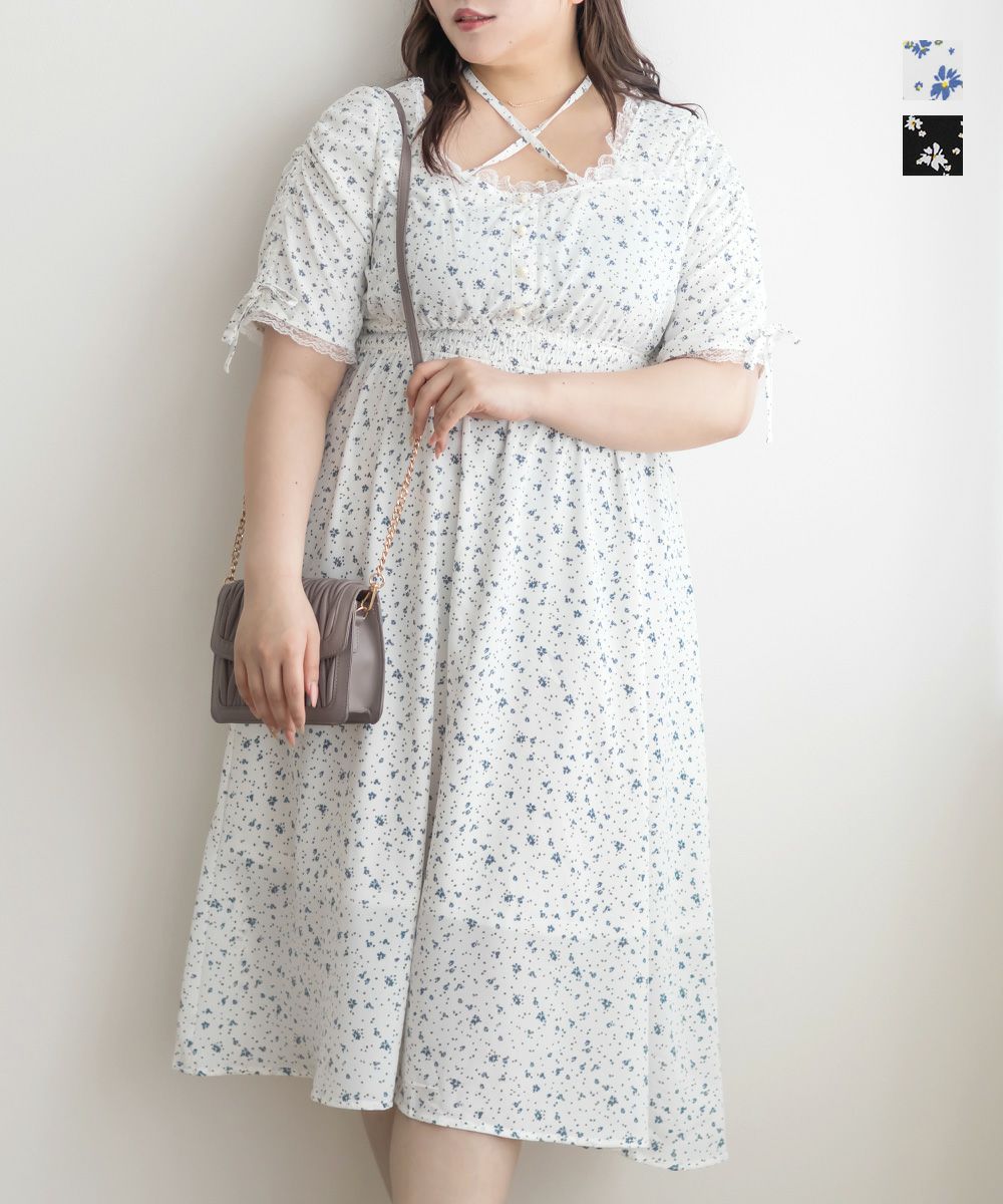 シフォン花柄半袖ワンピース | 大きいサイズ レディース専門店 CLETTE