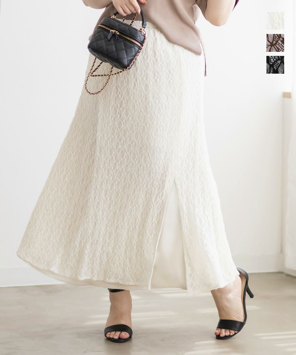 CLETTEオリジナル☆3WAYサテン＆レーススカート | 大きいサイズ