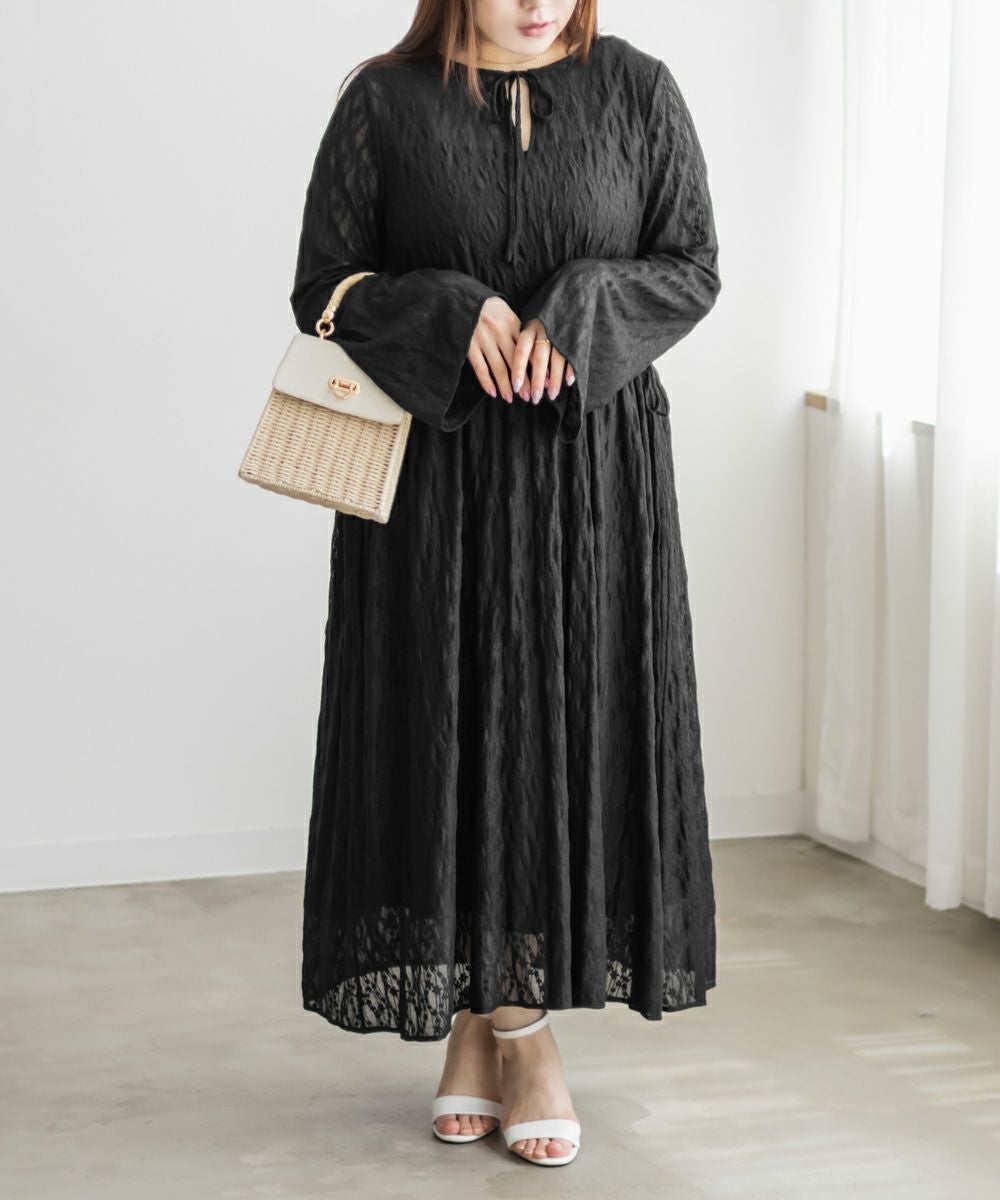 CLETTEオリジナル☆ロング丈シアーレースワンピース | 大きいサイズ
