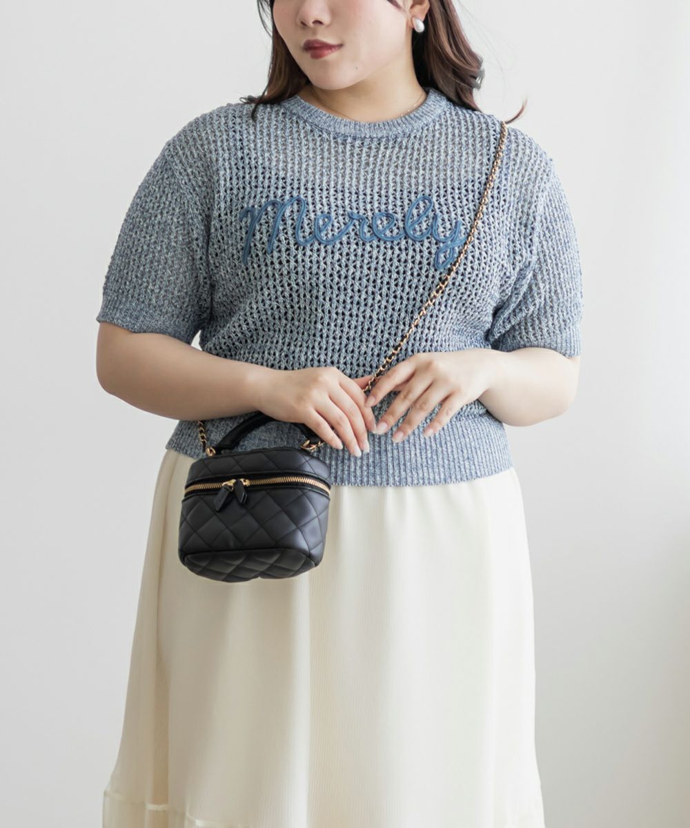 ロゴコード刺繍メッシュニット | 大きいサイズ レディース専門店