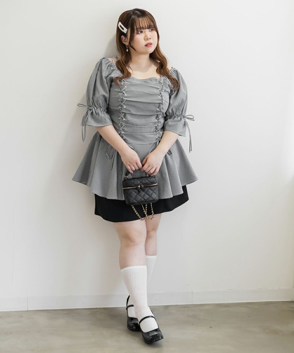 CLETTEオリジナル☆レースアップ2WAYチュニックブラウス | 大きい CLETTEオリジナル☆レースアップ2WAYチュニックブラウス | 大きい