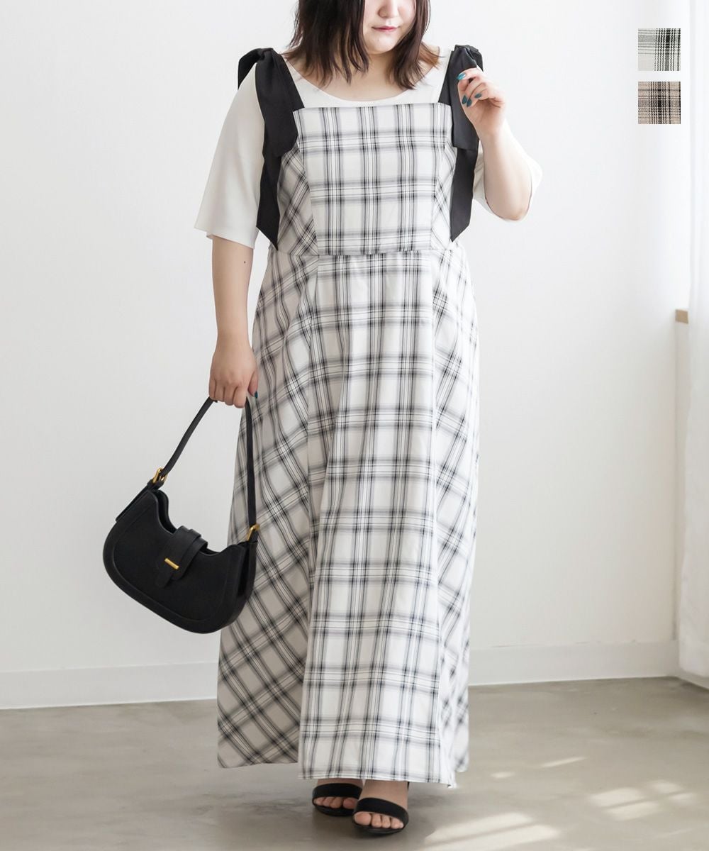 CLETTEオリジナル☆ショルダーリボンノースリーブワンピース | 大きい