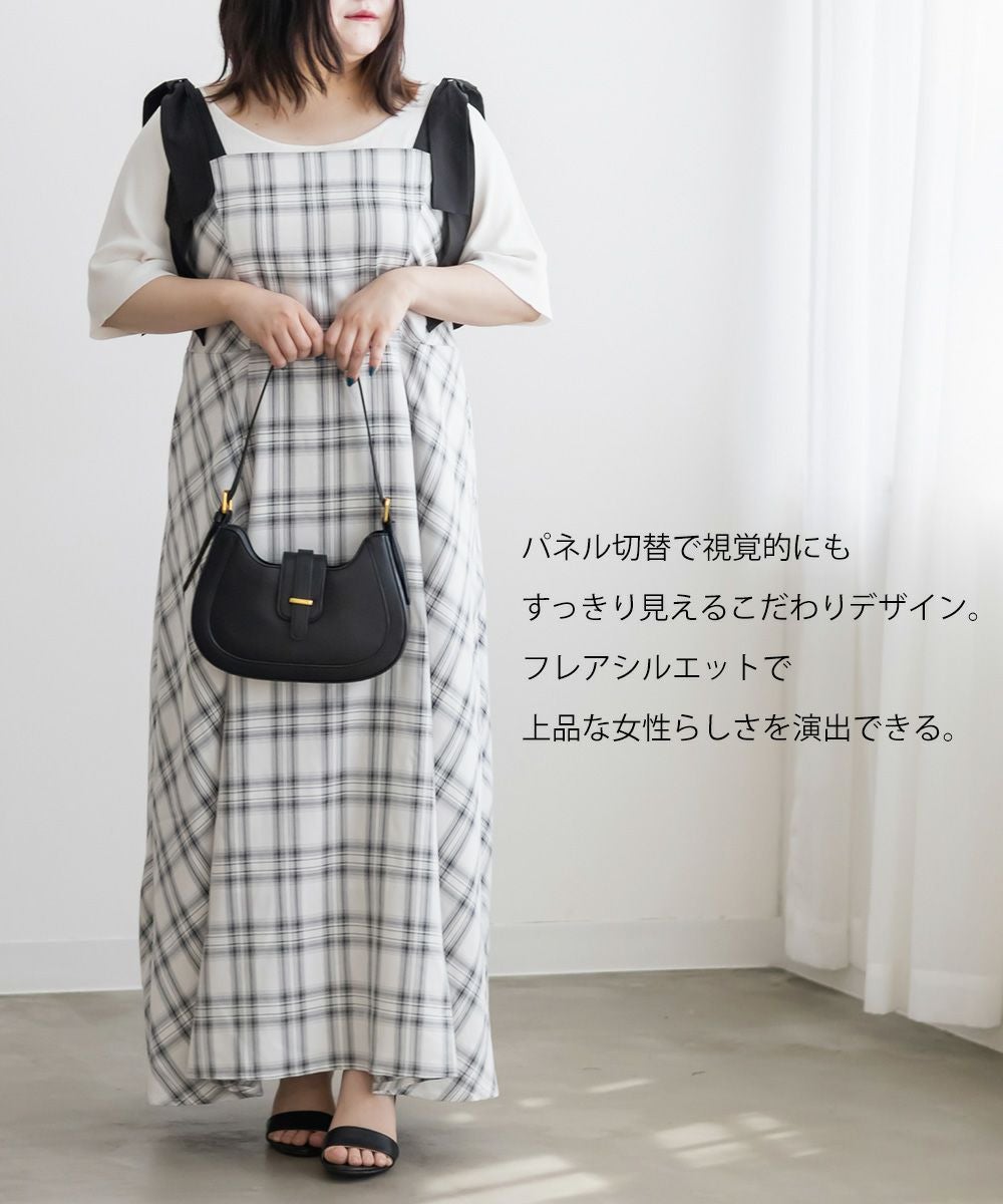 CLETTEオリジナル☆ショルダーリボン2WAYチェック柄ワンピース