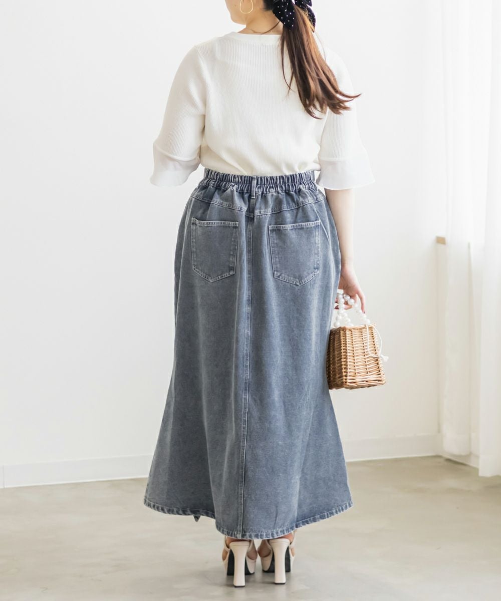 CLETTEオリジナル☆フリルスリットデニムスカート | 大きいサイズ