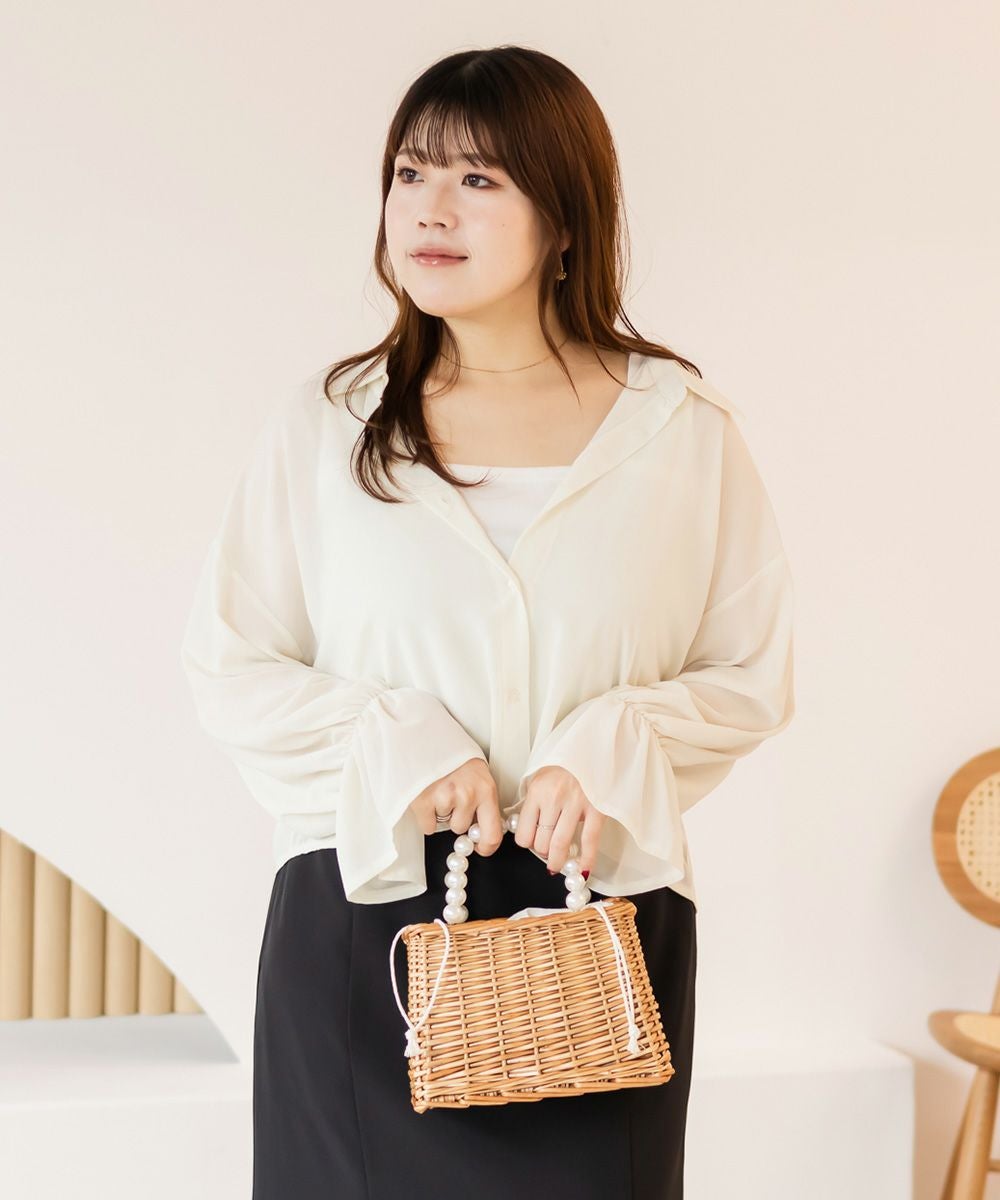 シアーシャツセット 田中亜希子さんコラボ ] 選べる2丈ボリュームスリーブシアーシャツ