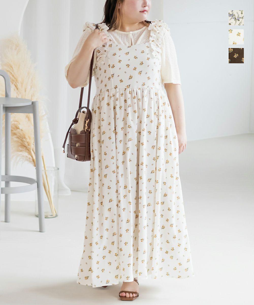 CLETTEオリジナルチューリップ柄キャミワンピース | 大きいサイズ